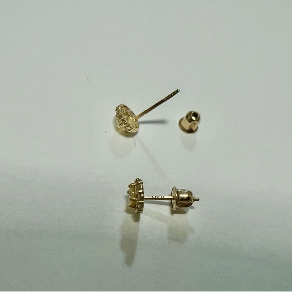 14K Earrings Yellow Topaz Earrings CZ Stud Earrings tiny gold earrings - Picture 6 of 9